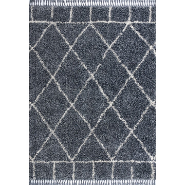 Mercer Shag Plush Tassel Moroccan Geometric Trellis Area Rug